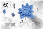新中式水墨荷塘电视背景墙