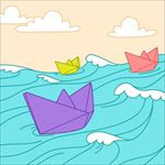 卡通彩色折纸船
