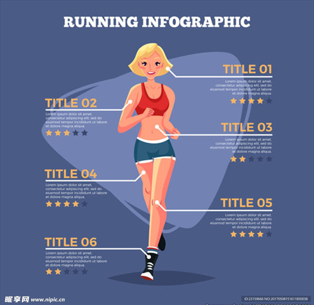 卡通女性跑步运动信息图