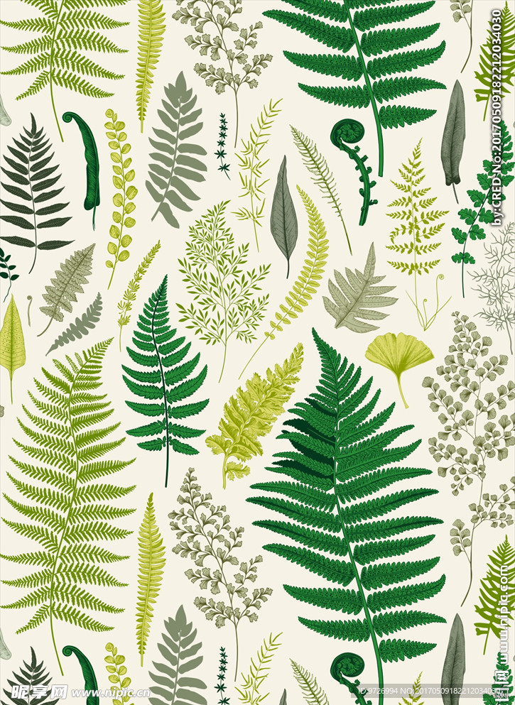 植物叶子绿叶底纹矢量图