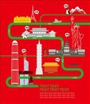 旅游线路插画海报模板源文件宣传
