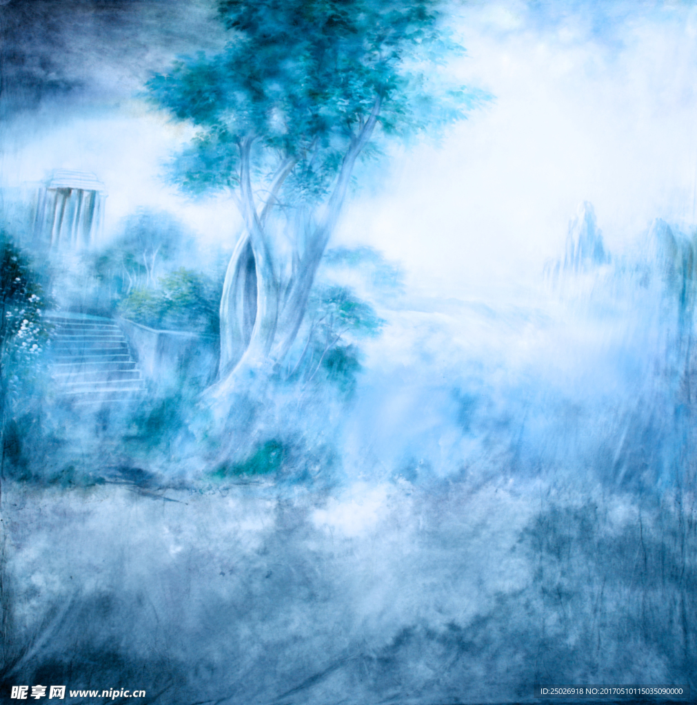 水彩画 风景 高清 大图 背景