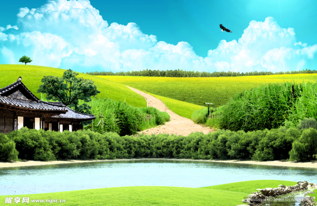 水彩画风景高清大图 背景