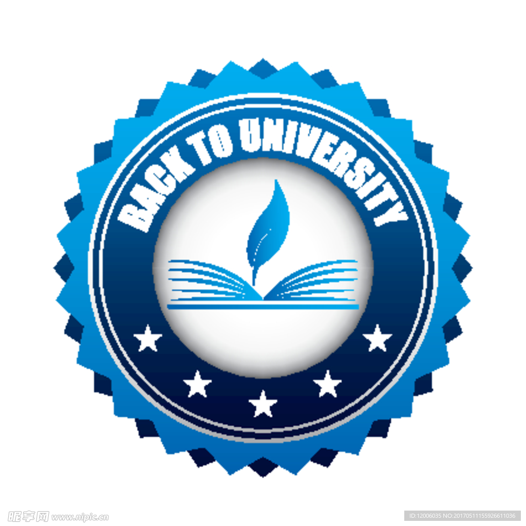 蓝色圆形锯齿花边大学logo