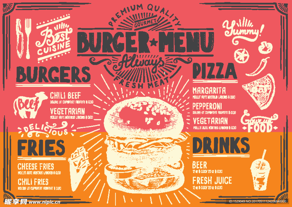 手绘快餐西点矢量