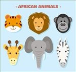 6款可爱非洲动物头像矢量素材