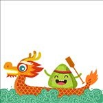 端午龙舟粽子矢量手绘图