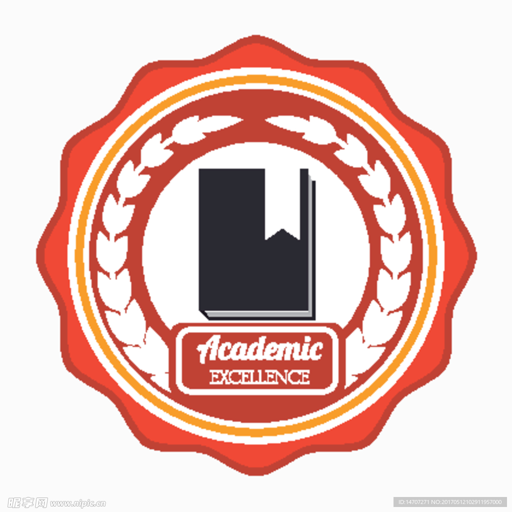 圆形红色花边橄榄枝学校logo
