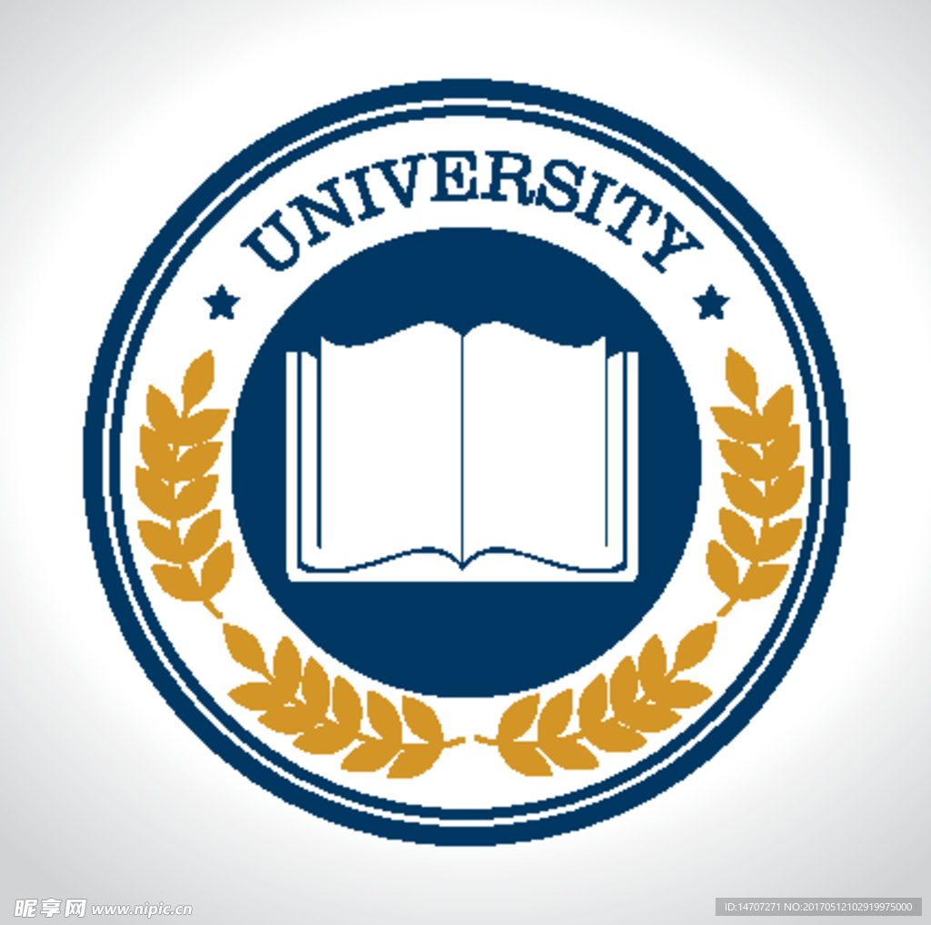 圆形蓝色边框大学logo矢量