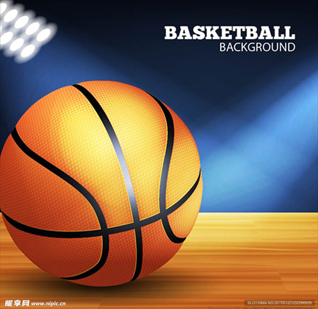 写实风格地板上的篮球插图