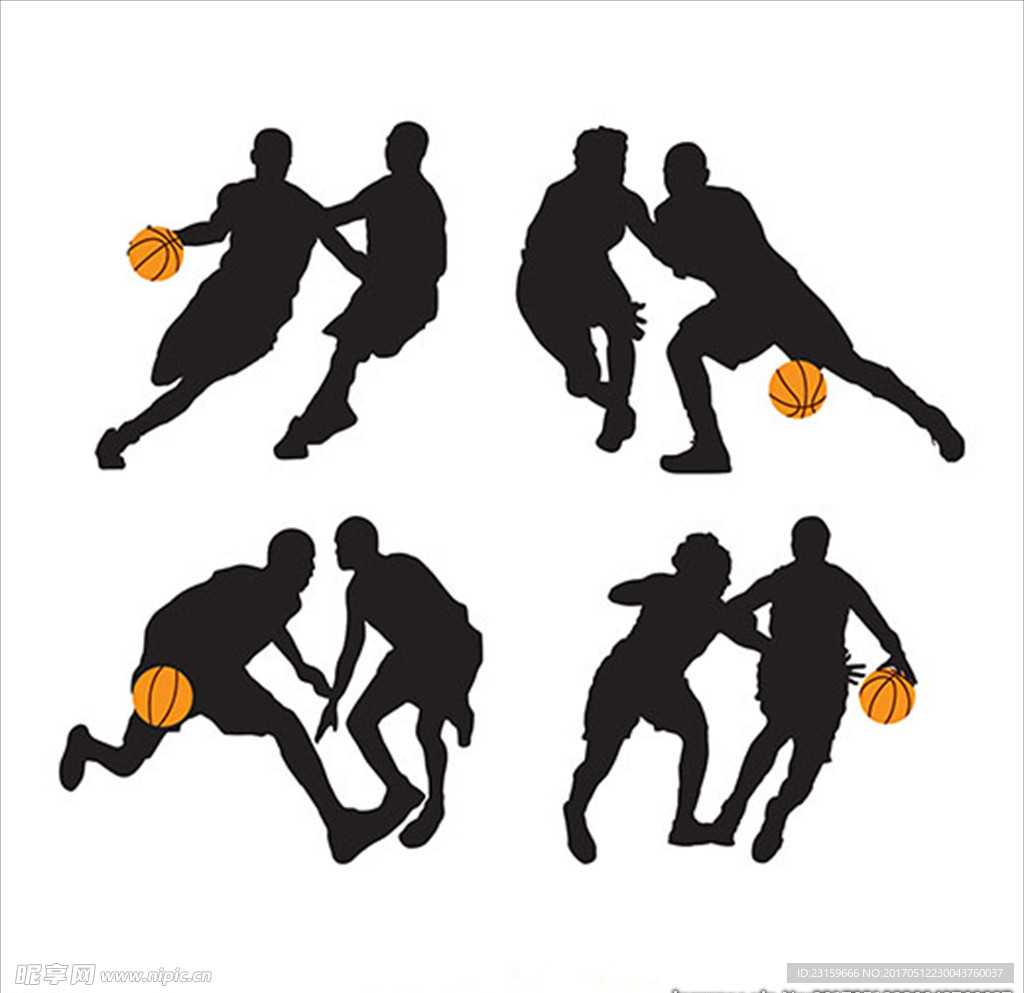 篮球运动比赛轮廓剪影