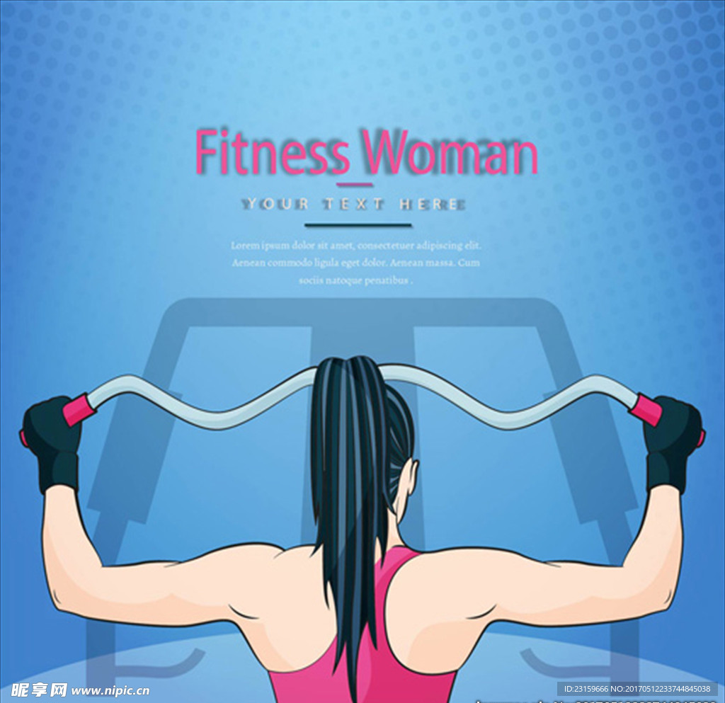 卡通女子健身减肥健美海报