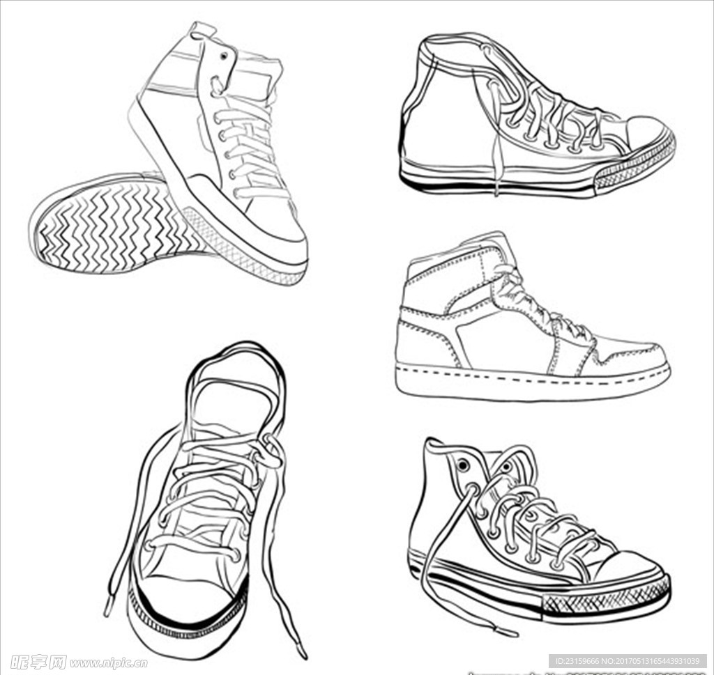 手绘线稿运动鞋插图集