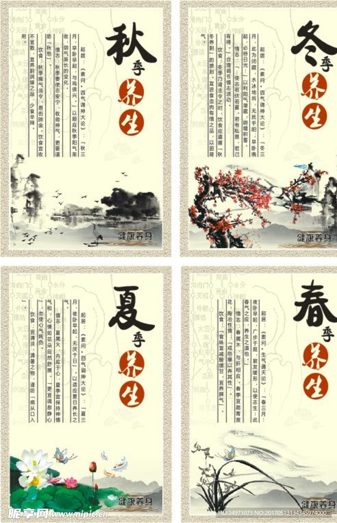 春夏秋冬养生展板