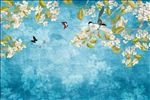 欧式油画花鸟沙发电视背景墙