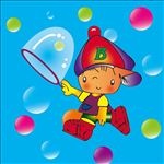 卡通小孩玩泡泡图