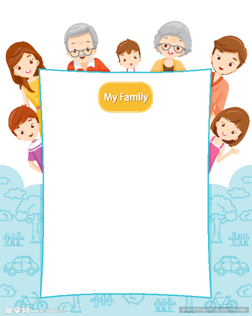 家庭人物边框背景矢量