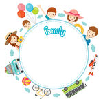 可爱卡通家庭圆形边框背景