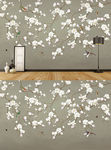 现代手绘新中式工笔花鸟背景墙装