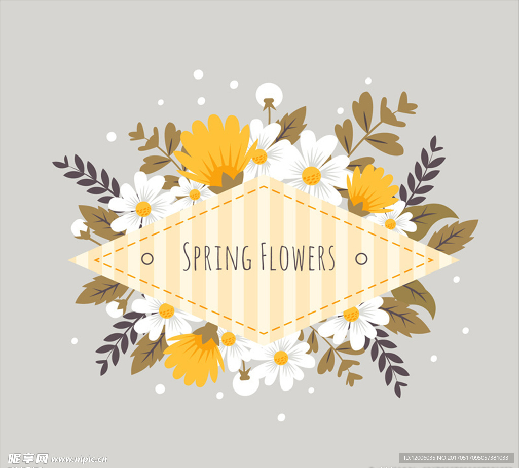 创意春季花卉标签矢量素材