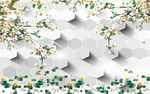 现代简约时尚花卉3D电视背景墙
