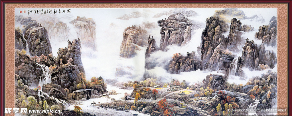 水墨山水装饰画psd,水墨