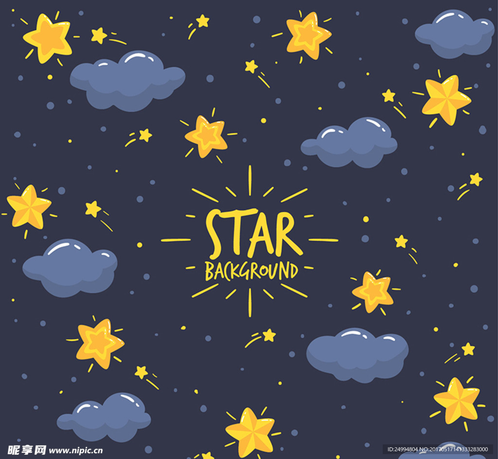 矢量星空云朵背景花纹