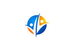 蓝色圆形抽象植物logo矢量