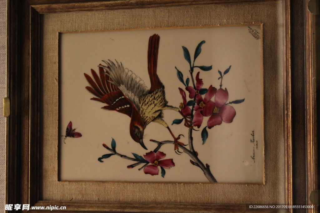 花鸟刺绣画