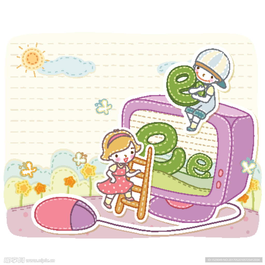 淡彩儿童插画