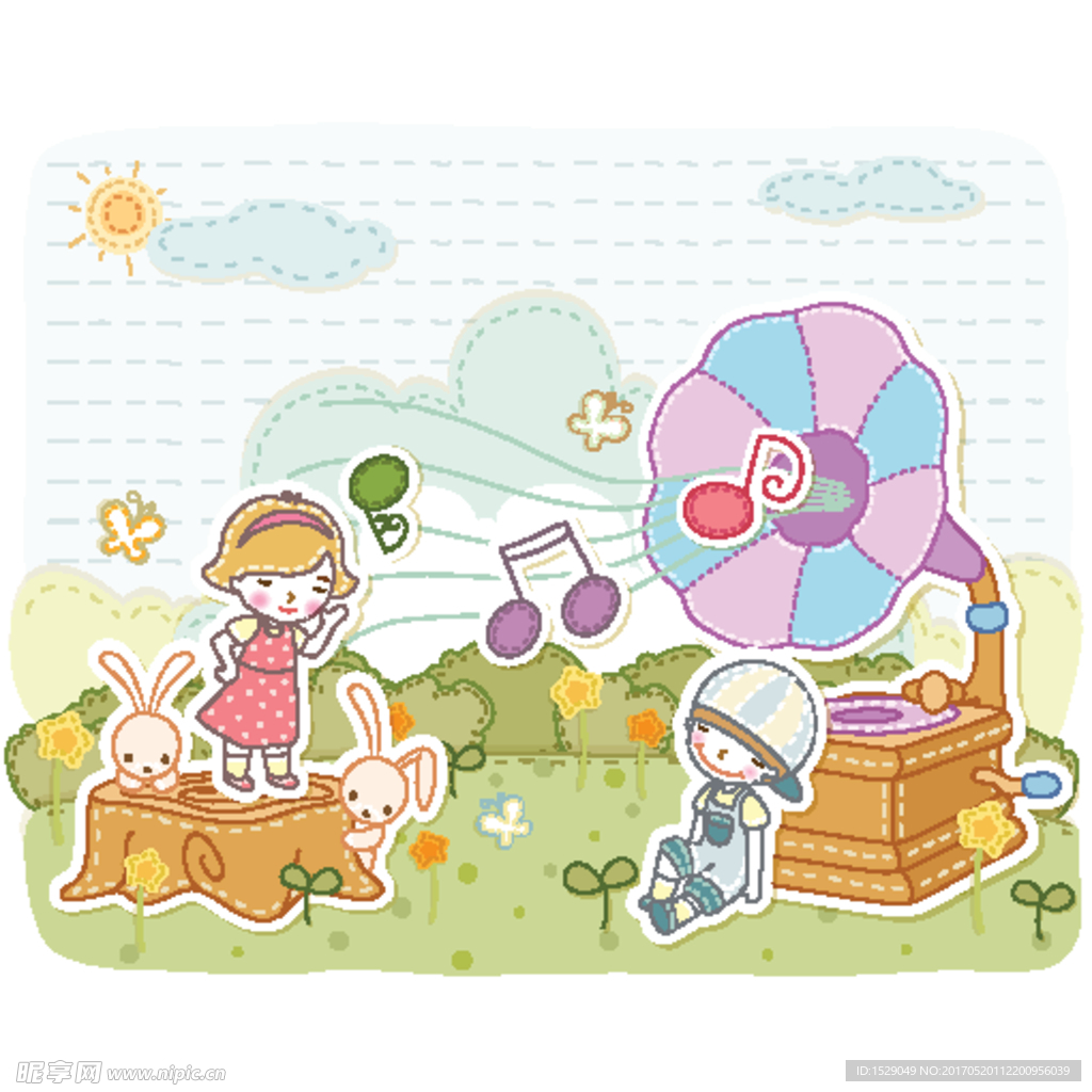 淡彩儿童插画