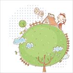 卡通爱护地球主题插画