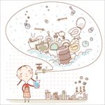 卡通爱护地球主题插画