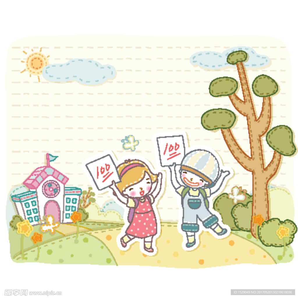 淡彩儿童插画