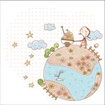 卡通爱护地球主题插画