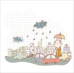 卡通爱护地球主题插画
