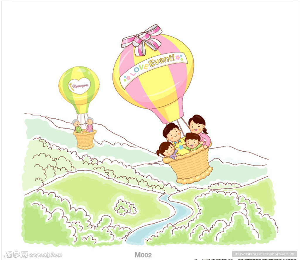 卡通快乐家庭插画