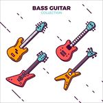 四款卡通低音吉他插图