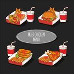 卡通炸鸡腿汉堡饮料插图