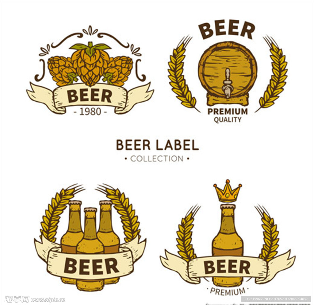 四款复古啤酒标签