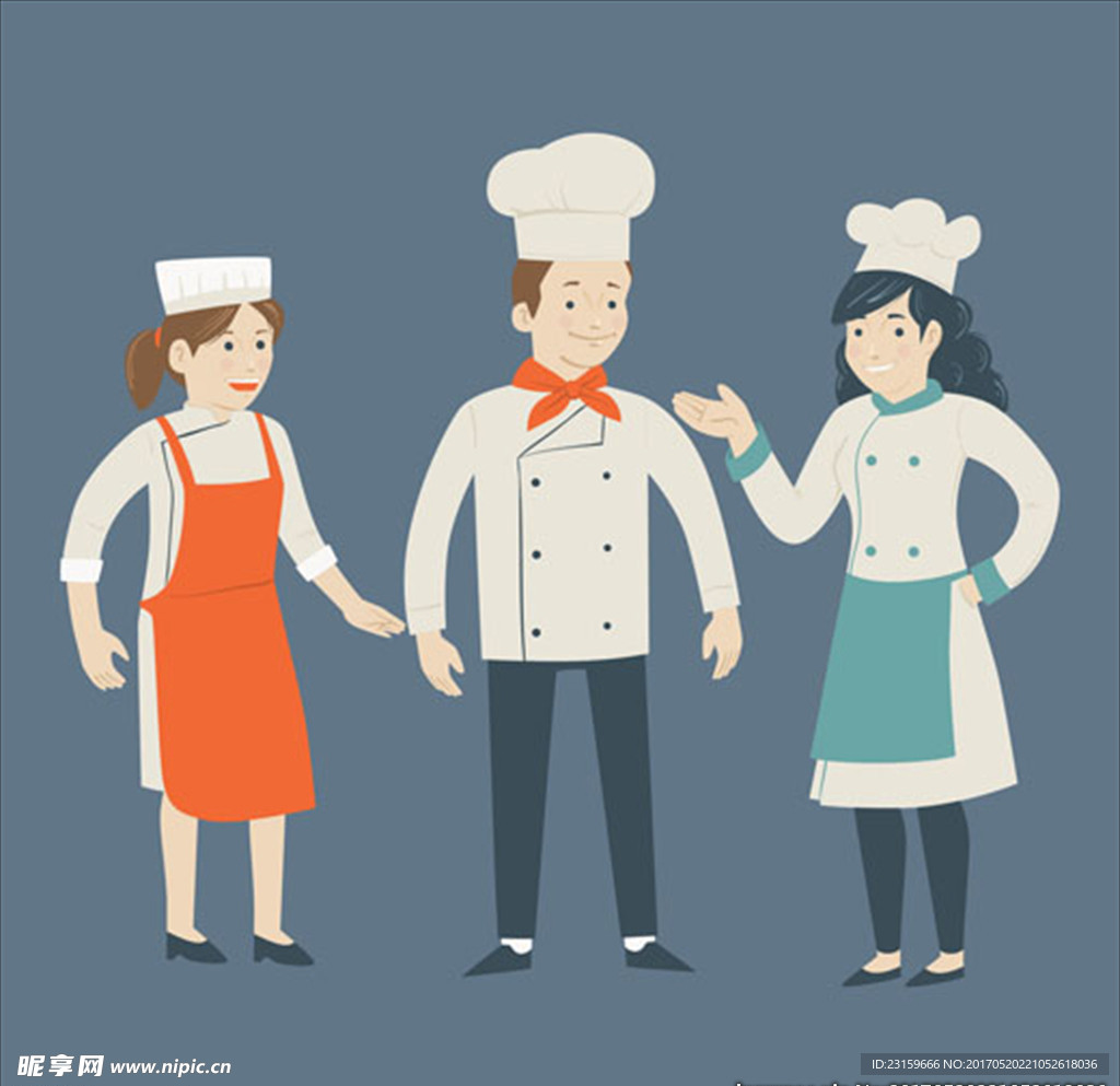 三个卡通厨师插图