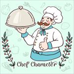 手绘卡通男厨师插图