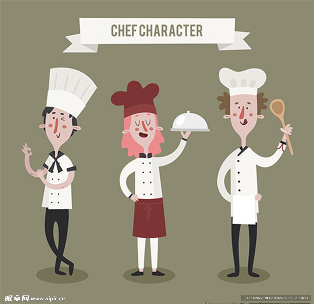 各种不同姿势的厨师角色