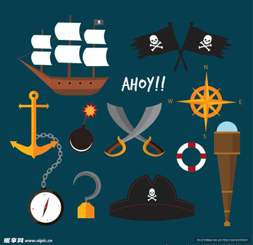 传统海盗船元素