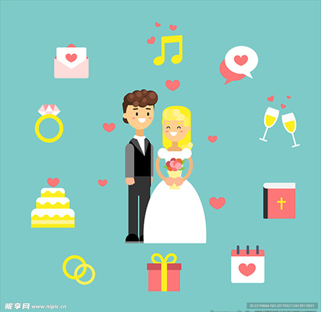 快乐新婚夫妇装饰物品