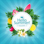 花卉棕榈叶水果夏季标题