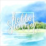 手绘夏季水彩海滩插图