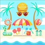 色彩斑斓的夏季沙滩物品