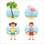 彩色夏季元素的收集