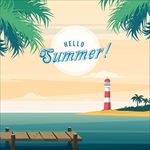 夏季棕榈树灯灯塔景观